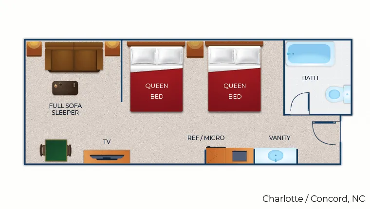 The floorplan for the Family Suite(Balcony/Patio)